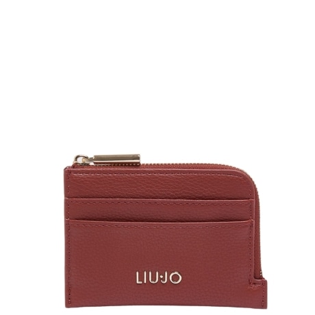 portacarte da donna in pelle martellata BRICK RED