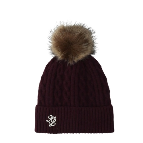 Cappello in maglia con pompon bordeaux
