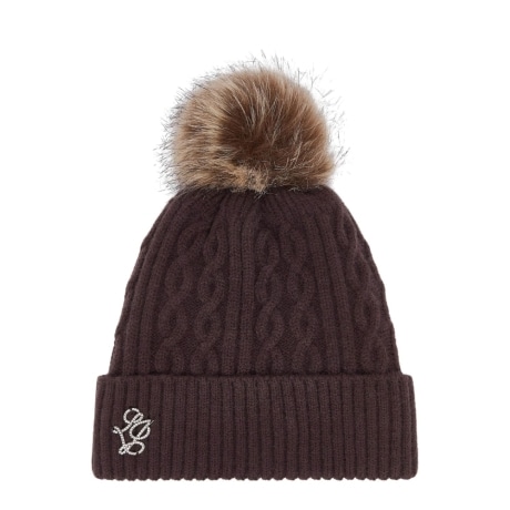 Cappello in maglia con pompon marrone