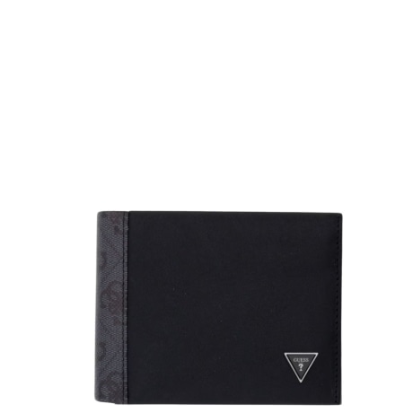 Portafoglio Uomo Nero con Dettaglio Monogram e Logo Triangolo