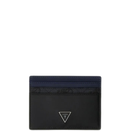 Porta Carte di Credito da Uomo in Pelle Nero e Blu