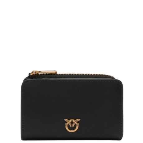 portafoglio mini in pelle shiny con love birds nero
