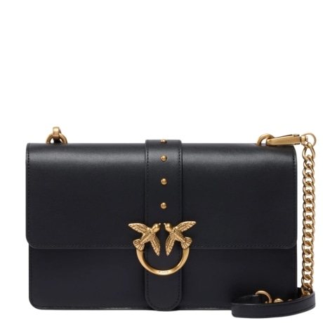 Borsa a mano media Love Bag One in pelle New Buckle NERO ORO