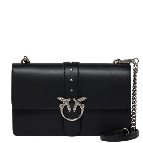 Borsa a mano media Love Bag One in pelle New Buckle NERO ACCIAIO
