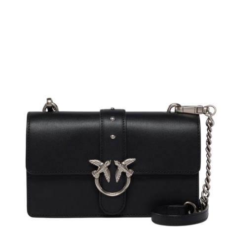 Borsa Pinko Love One MINI Classic in Pelle NERO ACCIAIO