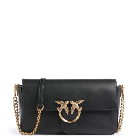 Borsa a Tracolla LOVE ONE SLOUCHY in Pelle Nera con Tracolla a Catena Dorata