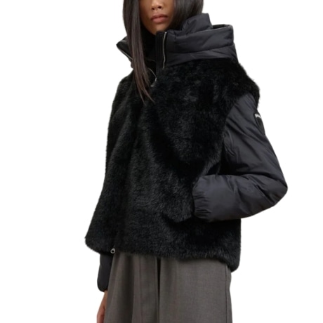 GIUBBETTO IN ECO PELLICCIA E NYLON JUNIPER NERO
