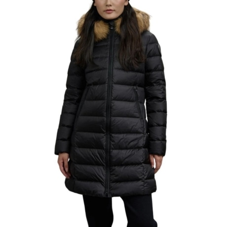 piumino DONNA lungo con pelliccia Kristin NERO
