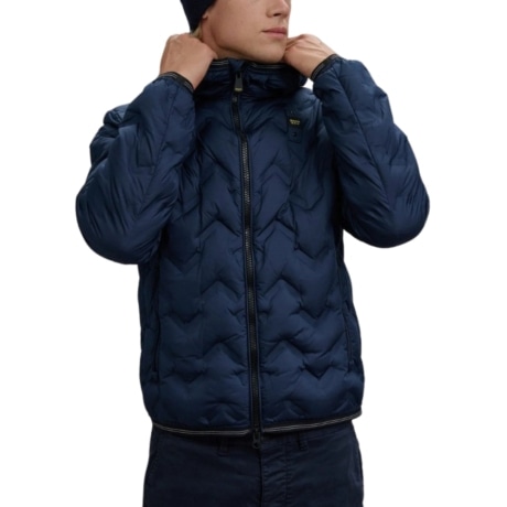 giubotto in piuma piery blu interno marrone