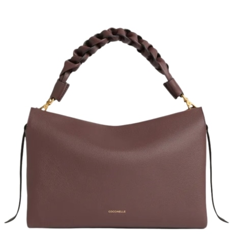 borsa a spalla grande da donna boheme grana double in vera pelle borgogna