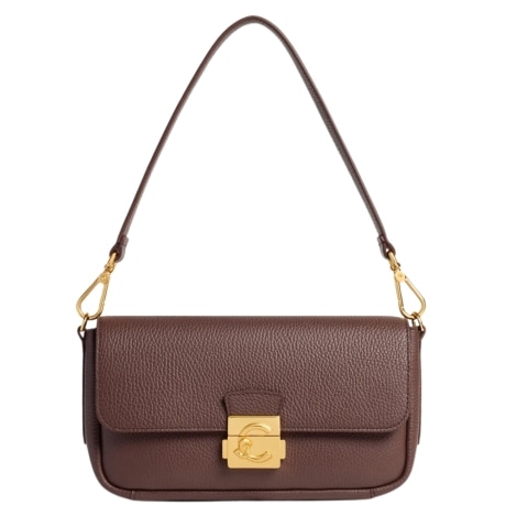 borsa a tracolla da donna c me lock con chiusura con clip frontale in metallo borgogna