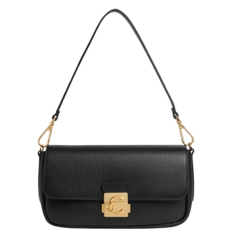 borsa a tracolla da donna c me lock con chiusura con clip frontale in metallo nera