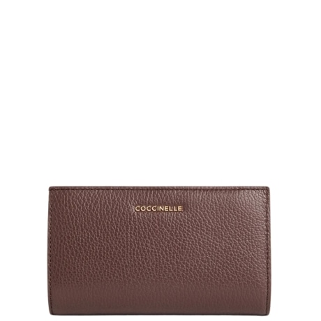 portafoglio a libro da donna metallic soft in vera pelle berry