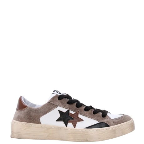 ENJOY sneakers da uomo NEW STAR in vera pelle e suede BIANCO MARRONE