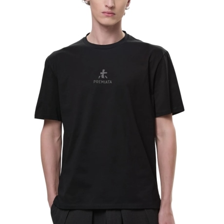 T-shirt in cotone con dettagli bonded nero