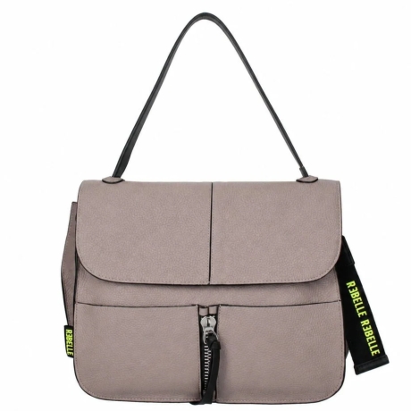 borsa a spalla da donna carole in vera pelle martellata TAUPE