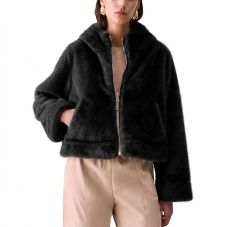 Giubbotto reversibile in teddy nero