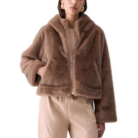 Giubbotto reversibile in teddy beige