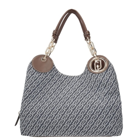 borsa a spalla logata denim blu