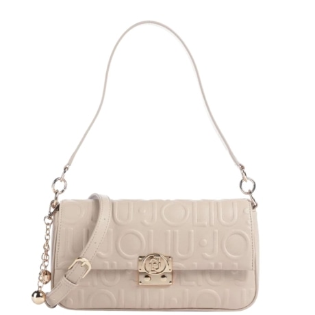 Borsa a Spalla Donna NEUTRO con Logo Relief e Charm Dorati