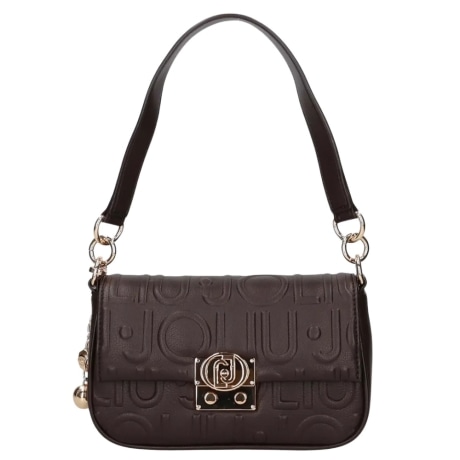 Borsa a Spalla Donna DEEP BROWN con Logo Relief e Charm Dorati