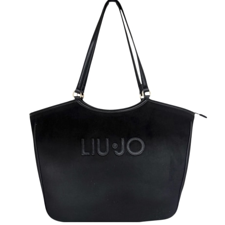 Borsa a Spalla In Suede NERO con Maxi Logo Frontale