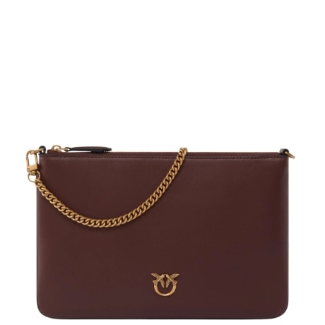 borsa a tracolla donna flat classic con catena fine e busta in pelle rosso scuro