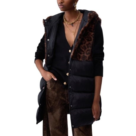 Gilet animalier con cappuccio nero