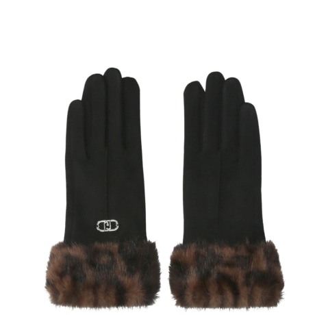 Guanti con logo in tessuto nero ANIMALIER