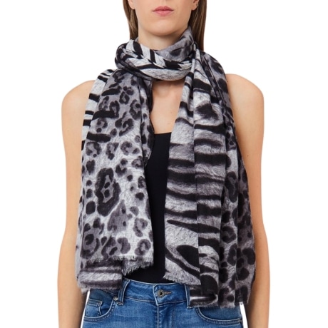 STOLA MIX ANIMALIER NERO