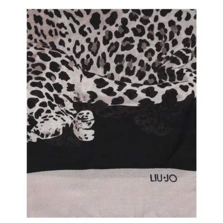 Foulard Donna con Stampa Animalier Leopardata e Logo NERO
