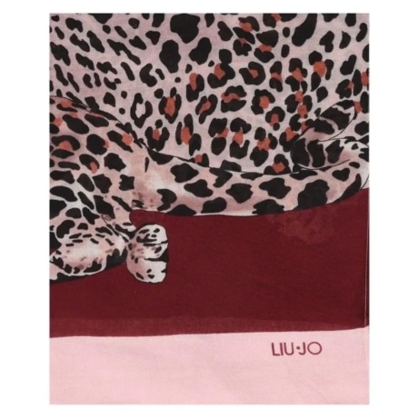 Foulard in Tessuto Leggero con Stampa Animalier Leopardata