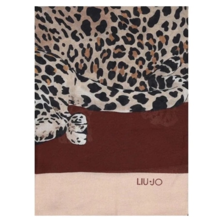 Foulard Donna con Stampa Animalier Leopardata e Logo NATURALE
