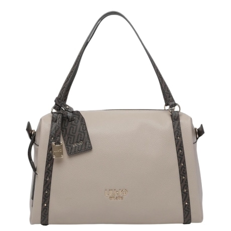 Borsa a Spalla Liu Jo Beige Neutro con Charm e Dettagli Borchiati