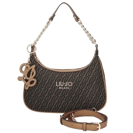 Borsa a Spalla Liu Jo Hobo Monogram con Catena e Tracolla Testa di Moro