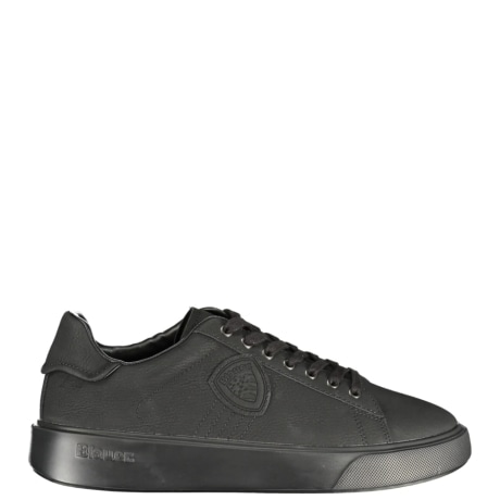 sneakers da uomo in vera pelle con lacci e logo blauer in rilievo nera