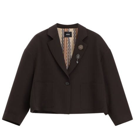 Blazer corto con bottoni decorativi e tasche frontali MORO