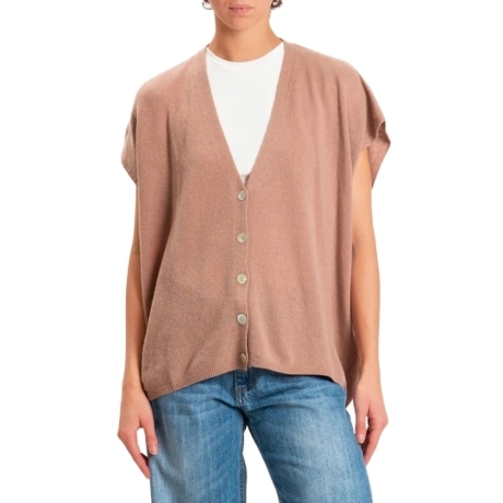 Gilet misto cashmere bottoni madre perla biscotto