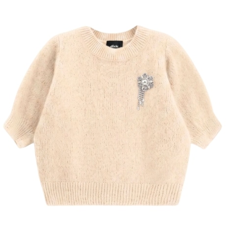 Maglione Girocollo Con Applicazione Gioiello PANNA
