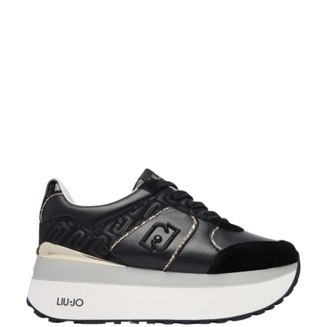 sneakers da donna WONDER PLUS 02 con inserti in suede e con pattern logo monogram NERO