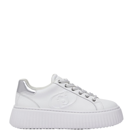 Sneakers platform ELODIE 01 in pelle WHITE