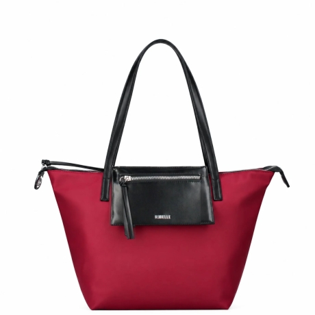 Borsa NOA NYLON in Tessuto Tecnico e Pelle con Tasca Frontale Oxblood