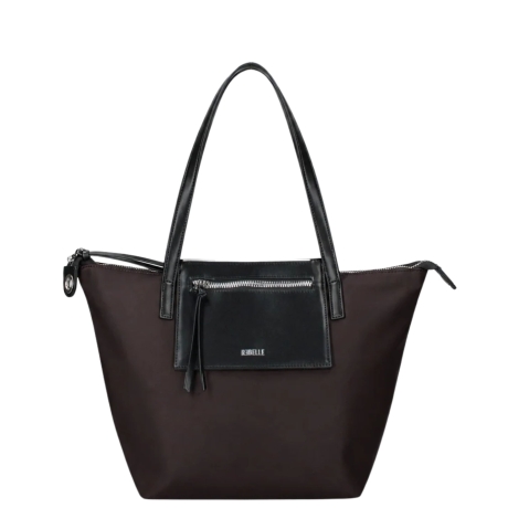 Borsa NOA NYLON in Tessuto Tecnico e Pelle con Tasca Frontale WENGE