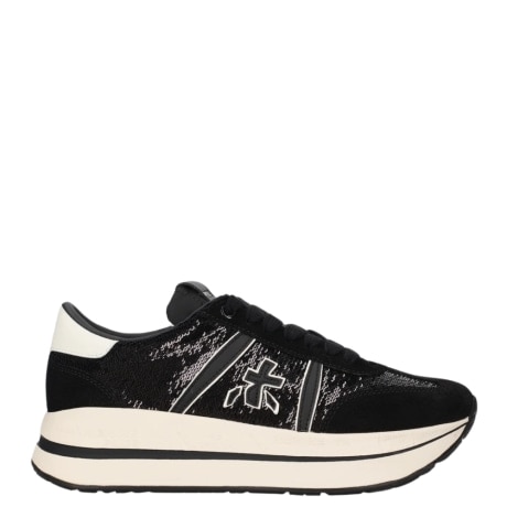 sneakers beth 8504 da donna in pelle nera e paillettes