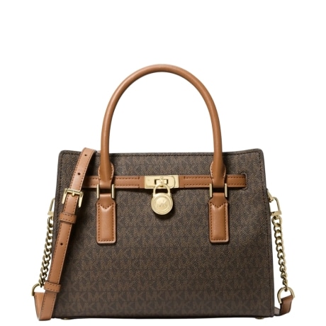 Borsa a tracolla Hamilton Moderne piccola con stampa logo BROWN ACORN