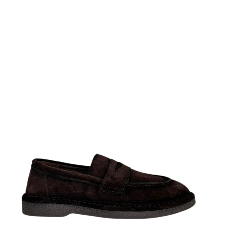mocassino donna in camoscio marrone con suola in gomma