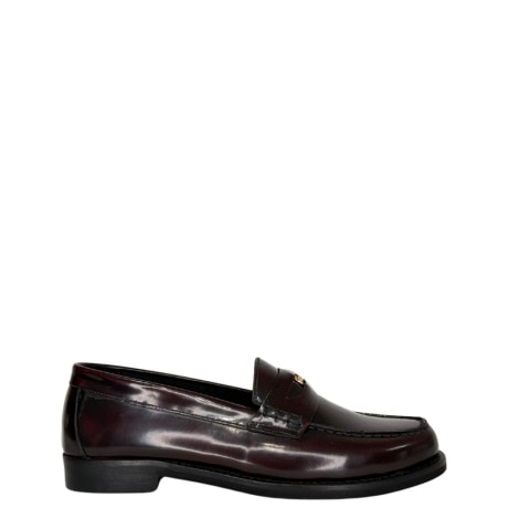 mocassini bassi in pelle lucida bordeaux