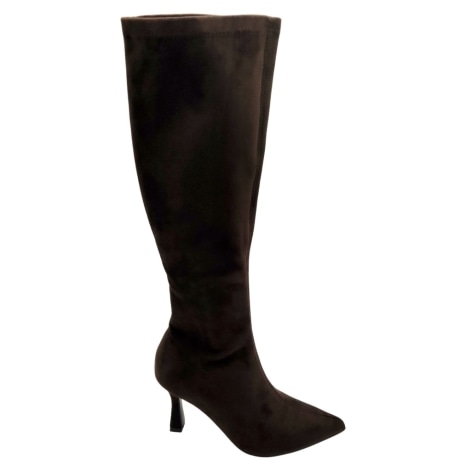 Stivali Alti Donna in Camoscio Testa di Moro con Tacco Stiletto