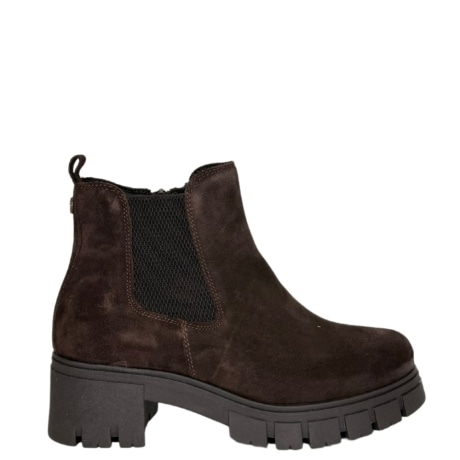 Stivaletto Chelsea Donna in Camoscio Marrone Scuro con Suola Chunky Lug