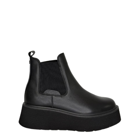 Stivaletto Chelsea Nero Janet con Zeppa Flatform e Fasce Elastiche